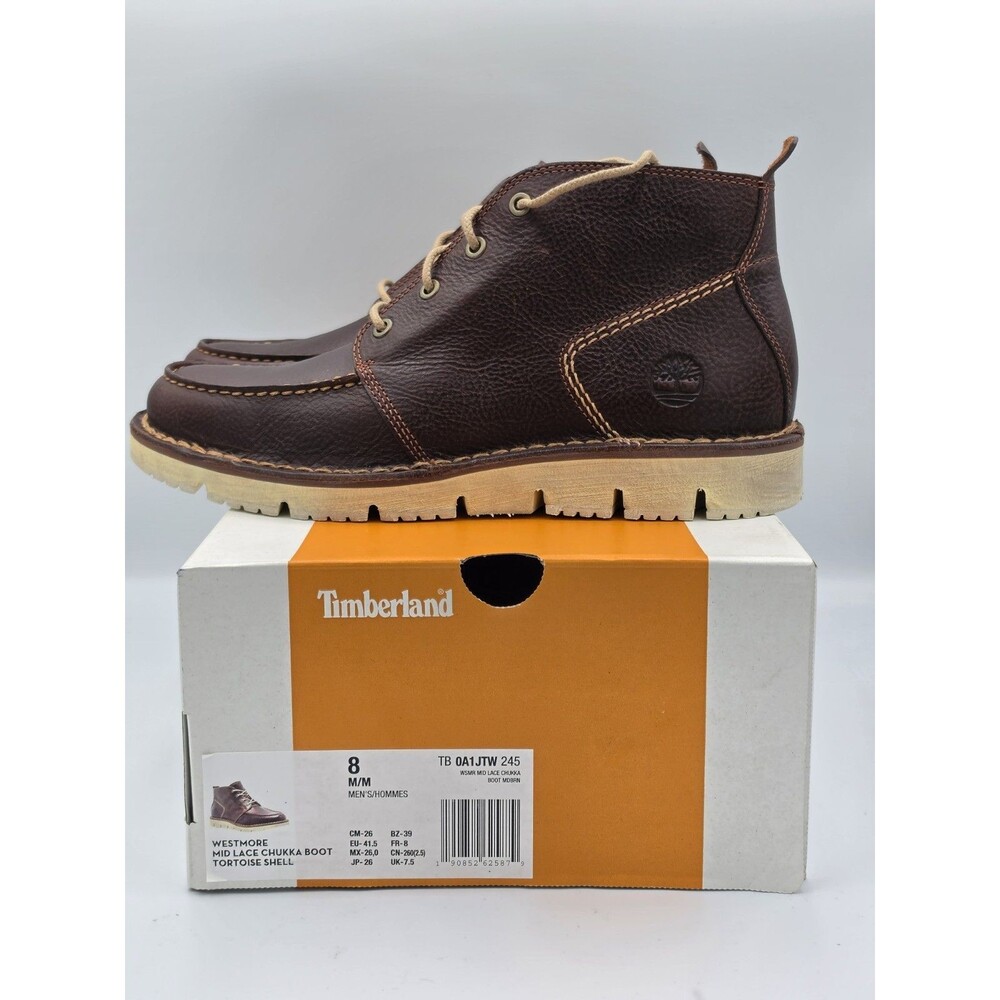 Timberland Men's Westmore Moc-Toe Chukka Leather Boots Brown Tortoise Shell Sz 8